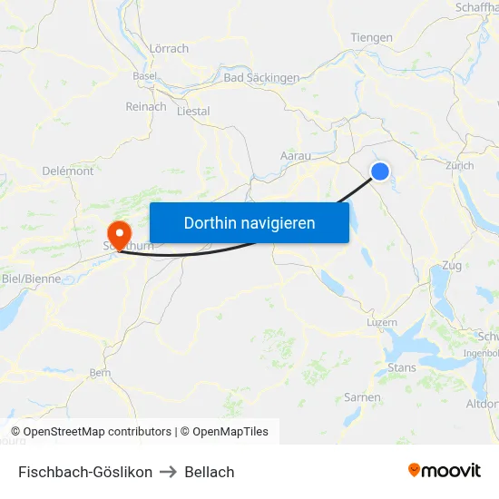 Fischbach-Göslikon to Bellach map