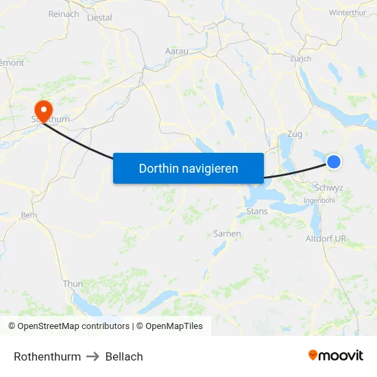 Rothenthurm to Bellach map