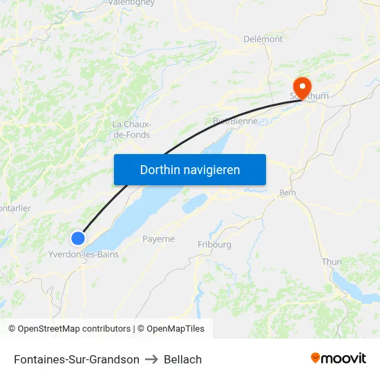 Fontaines-Sur-Grandson to Bellach map