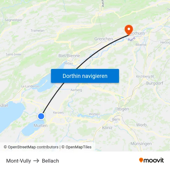 Mont-Vully to Bellach map