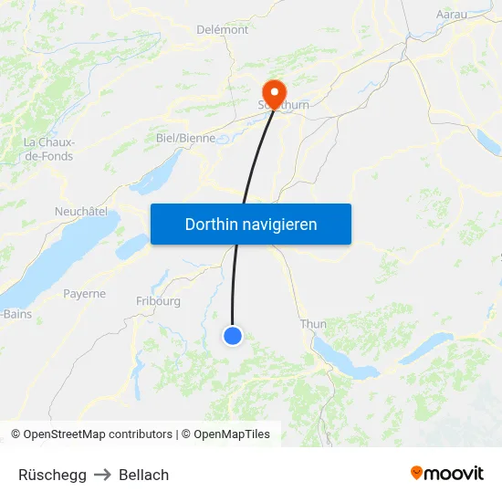 Rüschegg to Bellach map