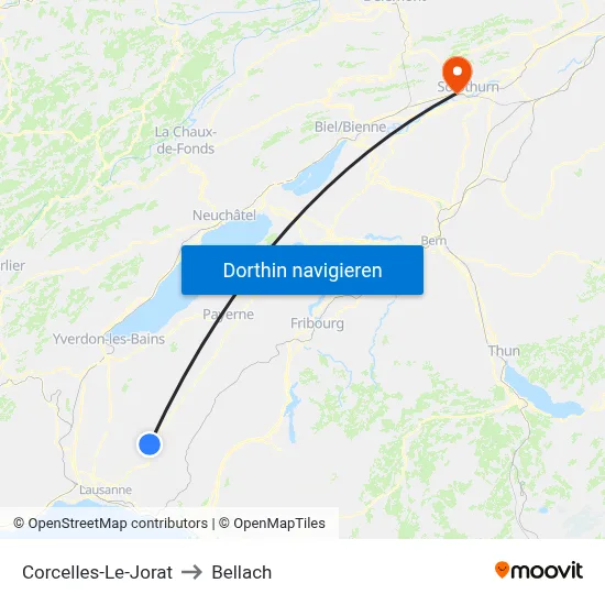 Corcelles-Le-Jorat to Bellach map