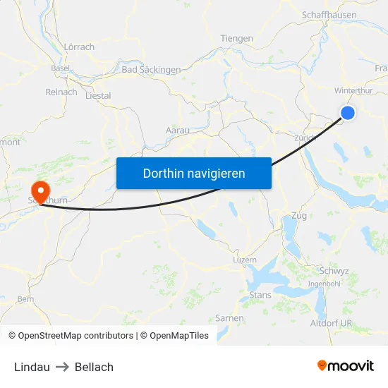 Lindau to Bellach map