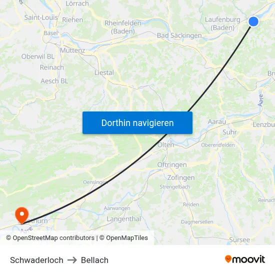 Schwaderloch to Bellach map