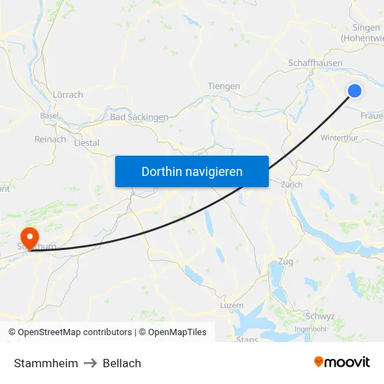 Stammheim to Bellach map