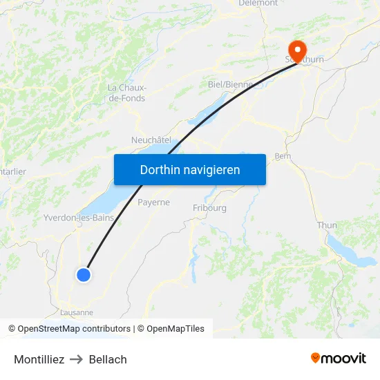 Montilliez to Bellach map