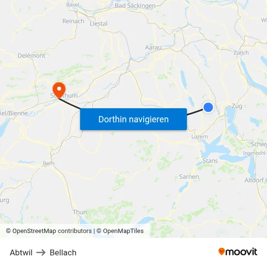 Abtwil to Bellach map