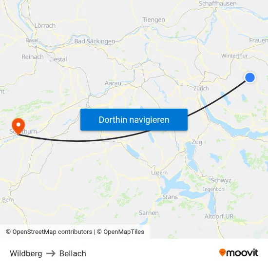 Wildberg to Bellach map