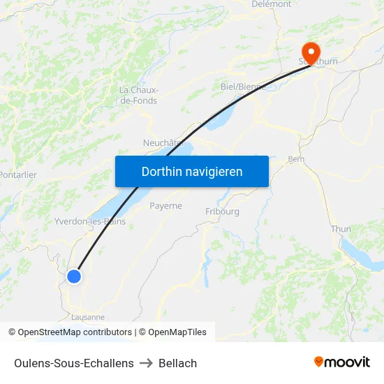 Oulens-Sous-Echallens to Bellach map