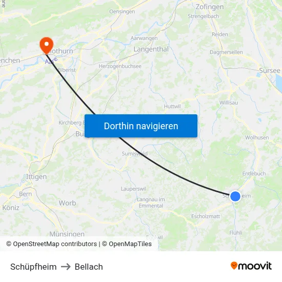 Schüpfheim to Bellach map