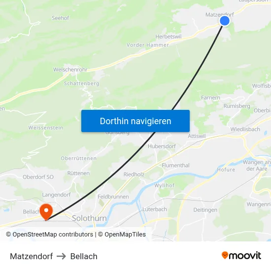 Matzendorf to Bellach map