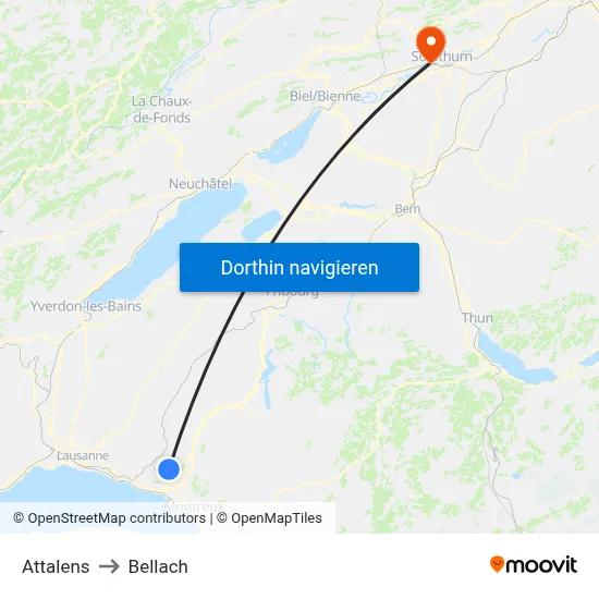 Attalens to Bellach map
