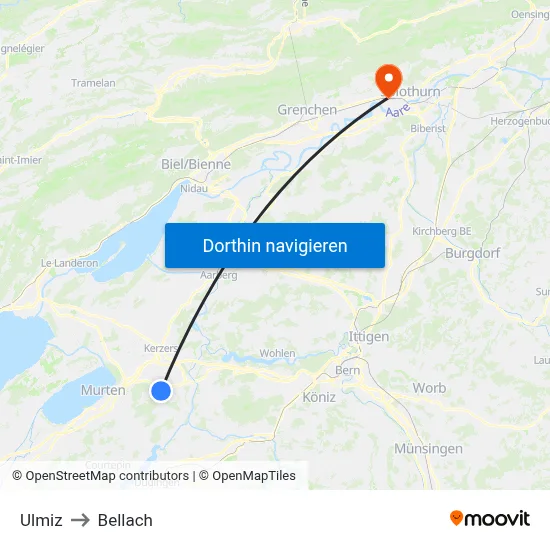 Ulmiz to Bellach map