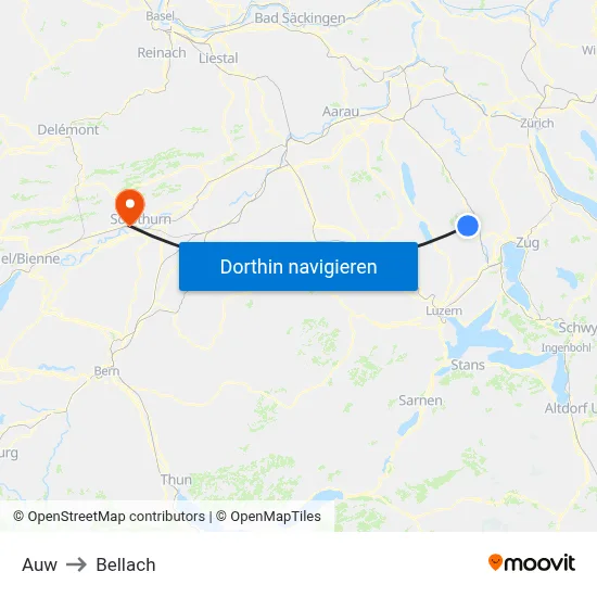 Auw to Bellach map