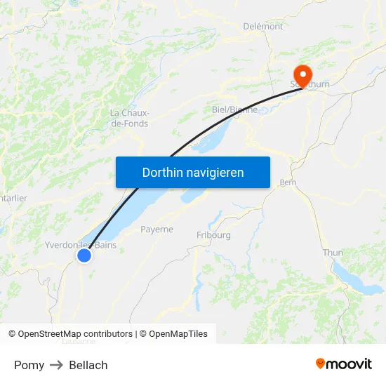Pomy to Bellach map