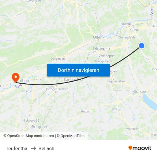 Teufenthal to Bellach map