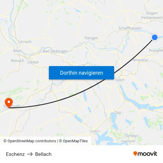 Eschenz to Bellach map
