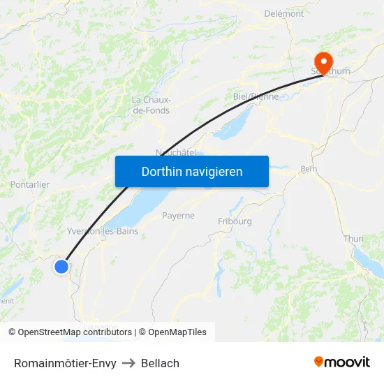 Romainmôtier-Envy to Bellach map