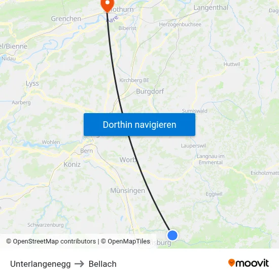 Unterlangenegg to Bellach map