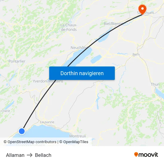 Allaman to Bellach map