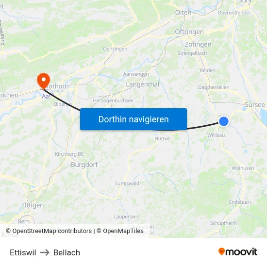Ettiswil to Bellach map