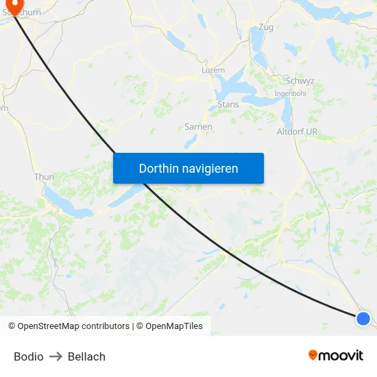 Bodio to Bellach map
