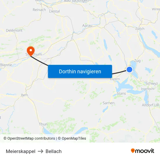 Meierskappel to Bellach map