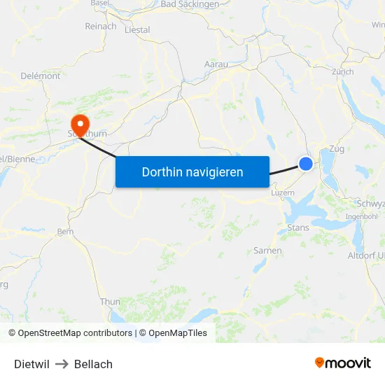Dietwil to Bellach map