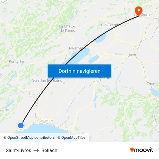 Saint-Livres to Bellach map