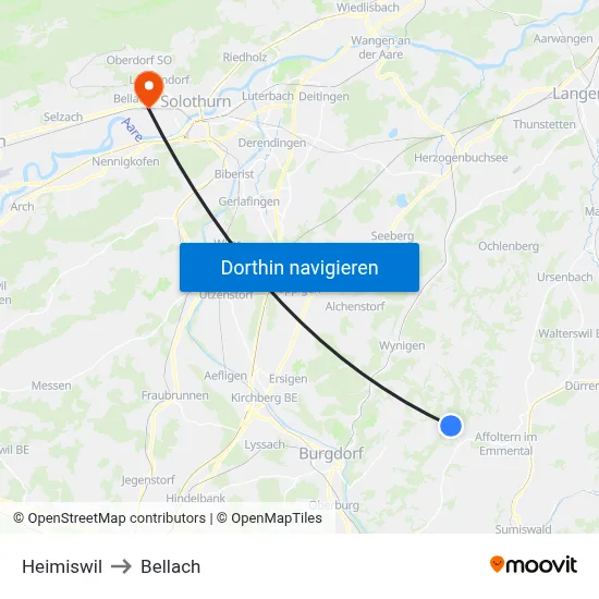 Heimiswil to Bellach map