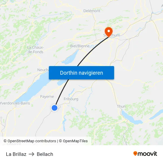 La Brillaz to Bellach map