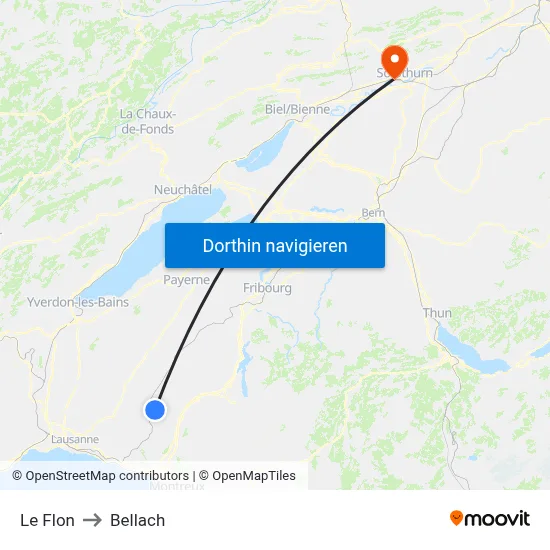 Le Flon to Bellach map