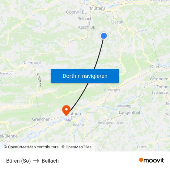 Büren (So) to Bellach map