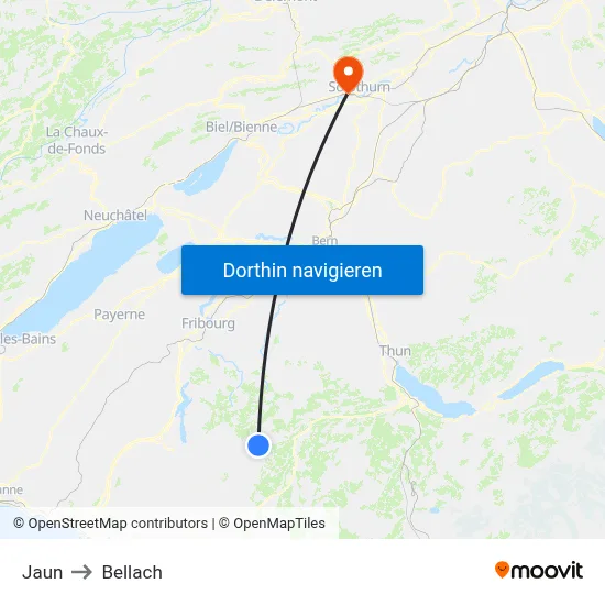 Jaun to Bellach map