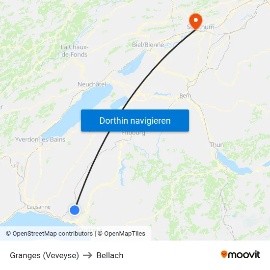 Granges (Veveyse) to Bellach map