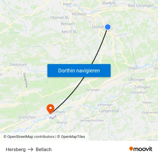 Hersberg to Bellach map