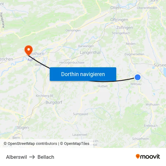 Alberswil to Bellach map