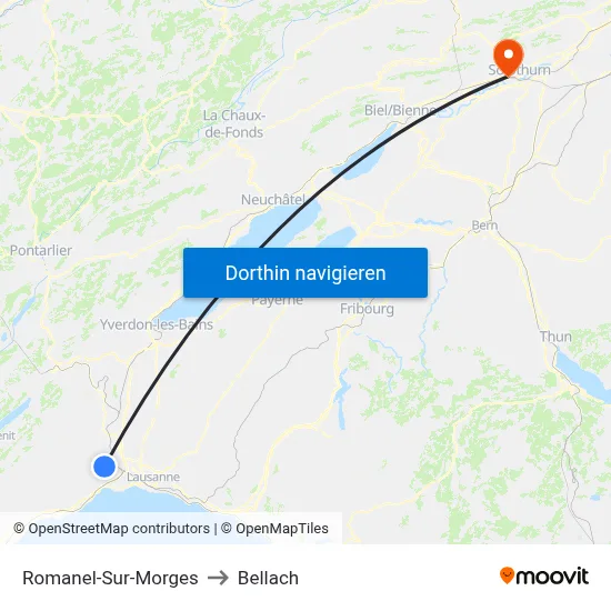Romanel-Sur-Morges to Bellach map