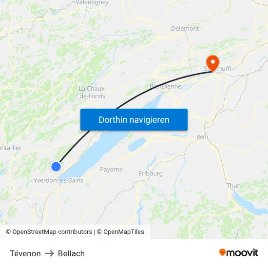 Tévenon to Bellach map