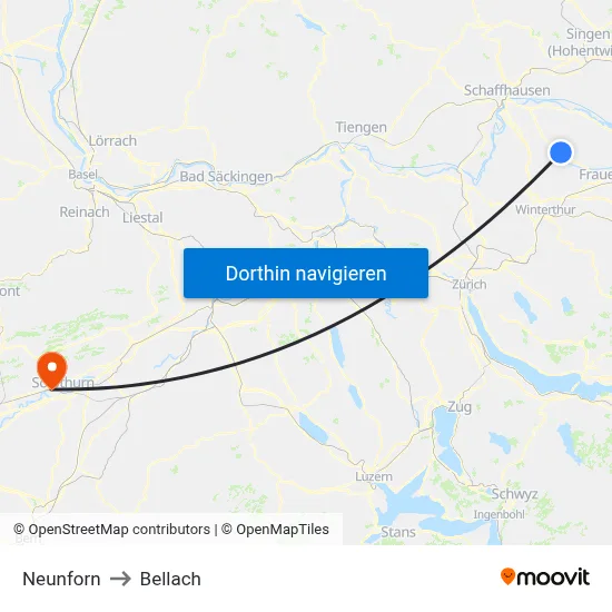 Neunforn to Bellach map