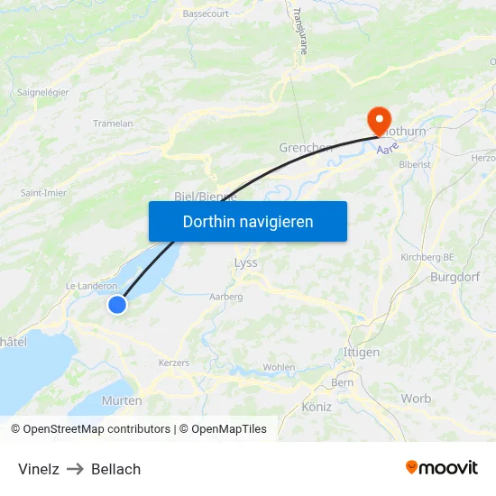 Vinelz to Bellach map