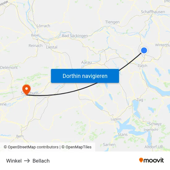 Winkel to Bellach map