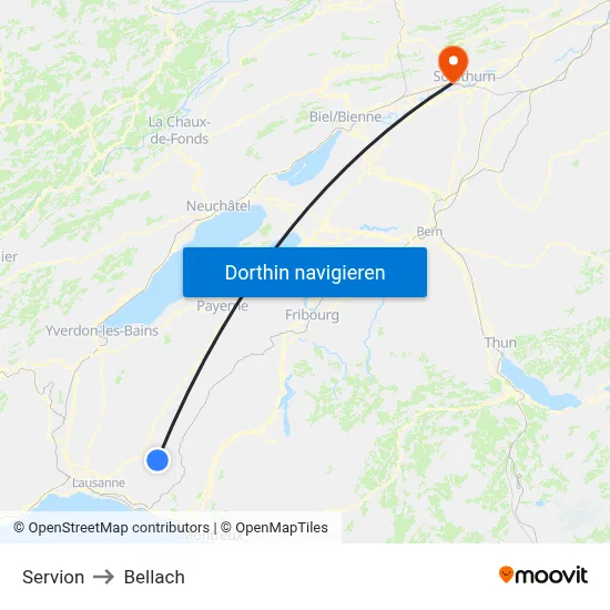 Servion to Bellach map