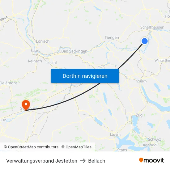 Verwaltungsverband Jestetten to Bellach map