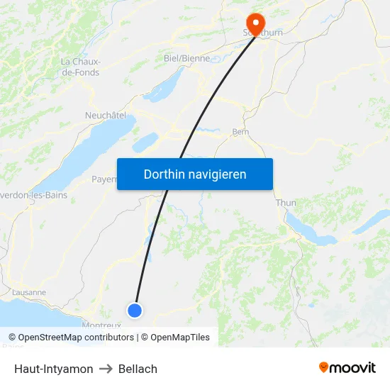 Haut-Intyamon to Bellach map