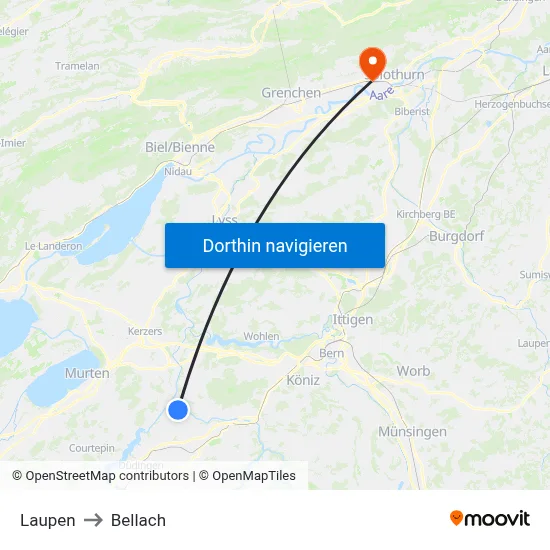 Laupen to Bellach map
