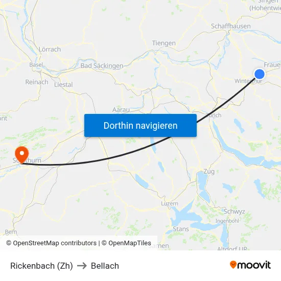 Rickenbach (Zh) to Bellach map