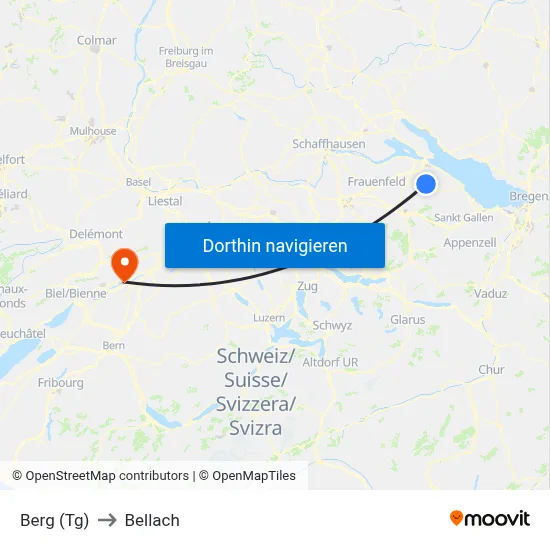 Berg (Tg) to Bellach map