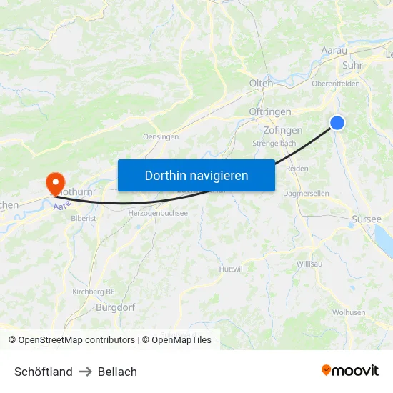 Schöftland to Bellach map