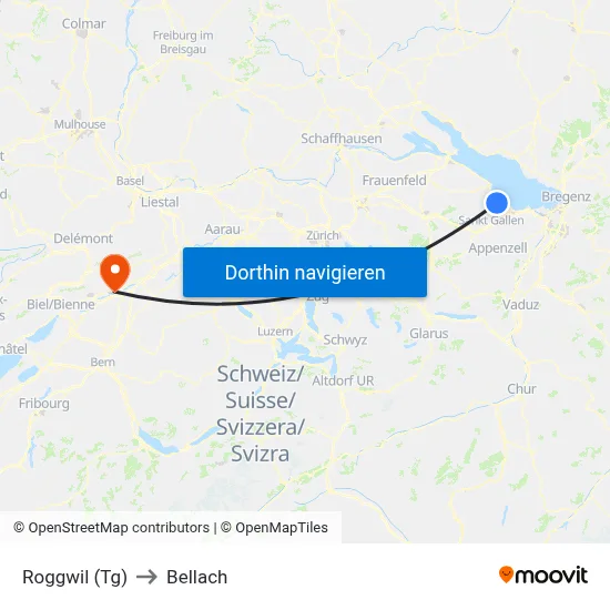 Roggwil (Tg) to Bellach map